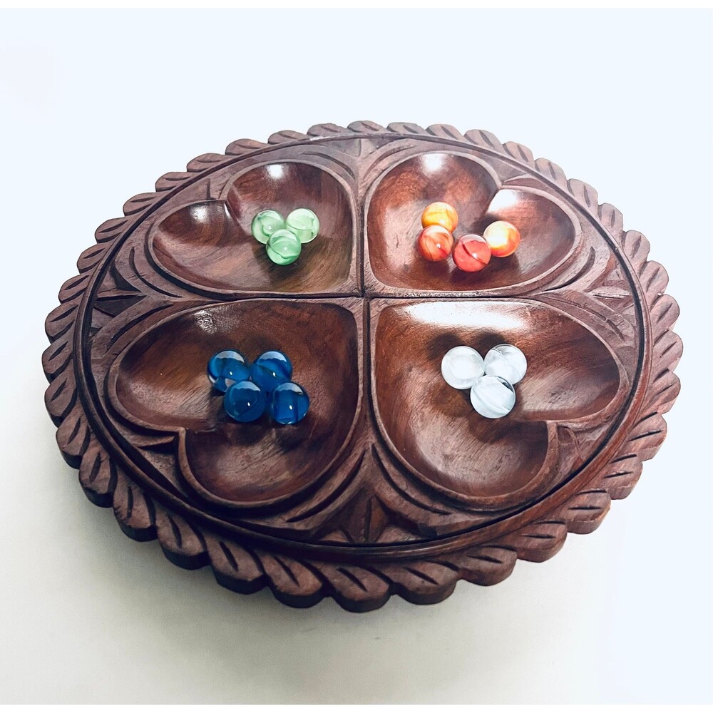 Hand carved 4 section dish/platter with heart shaped sections | dresser valet